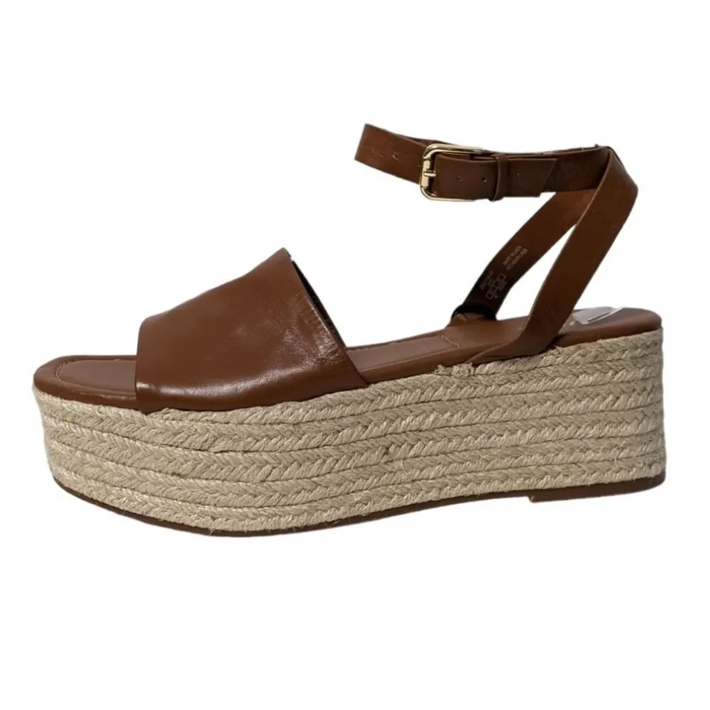 NWT ZARA Leather Ankle Wrap Platform Espadrilles 40